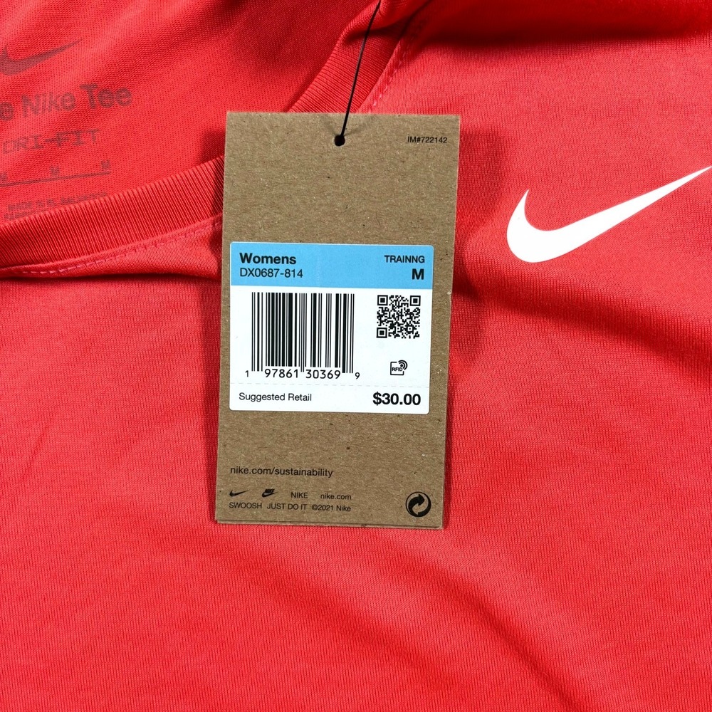 Nike Dri-FIT Training Tee Shirt‎ Womens Medium Magic Ember Swoosh Gym Workout - Picture 3 of 5